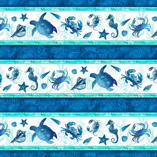 Sapphire Seas Repeating Stripe Multi - Wilmington Prints from Fort Worth Fabric Studio