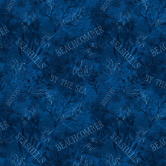 Sapphire Seas Word Toss Dark Blue - Wilmington Prints from Fort Worth Fabric Studio