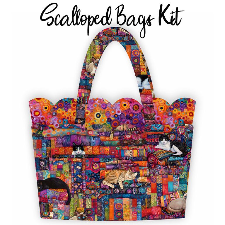 Scalloped Bags Kit with Purrfect Patchwork from Timeless Treasures - Timeless Treasures from Fort Worth Fabric Studio