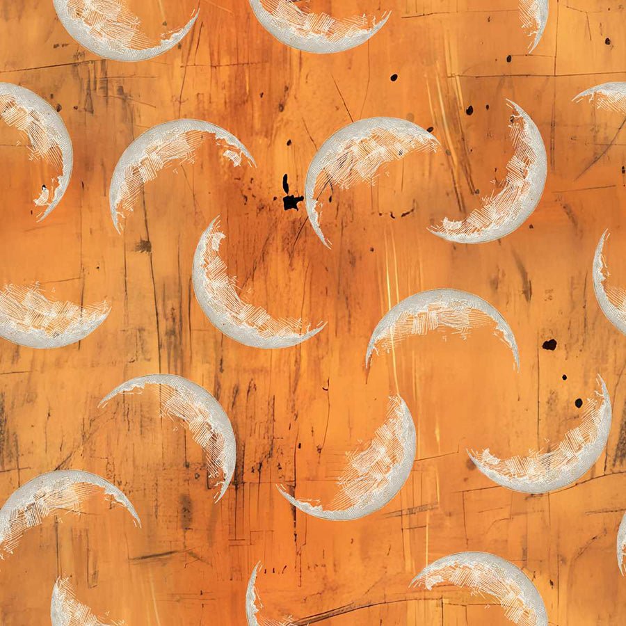 Scary Spice Moon Web Tangerine - Studio E from Fort Worth Fabric Studio