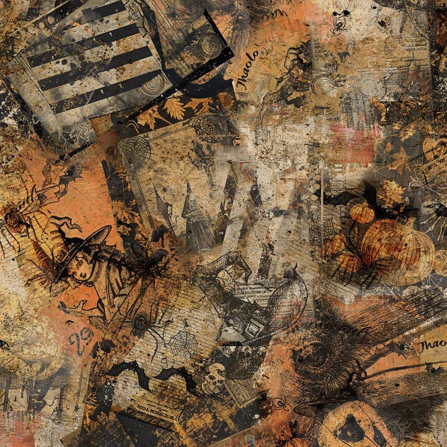 Scary Spice Paper Collage Butterscotch – Remnant 14″ × 44″