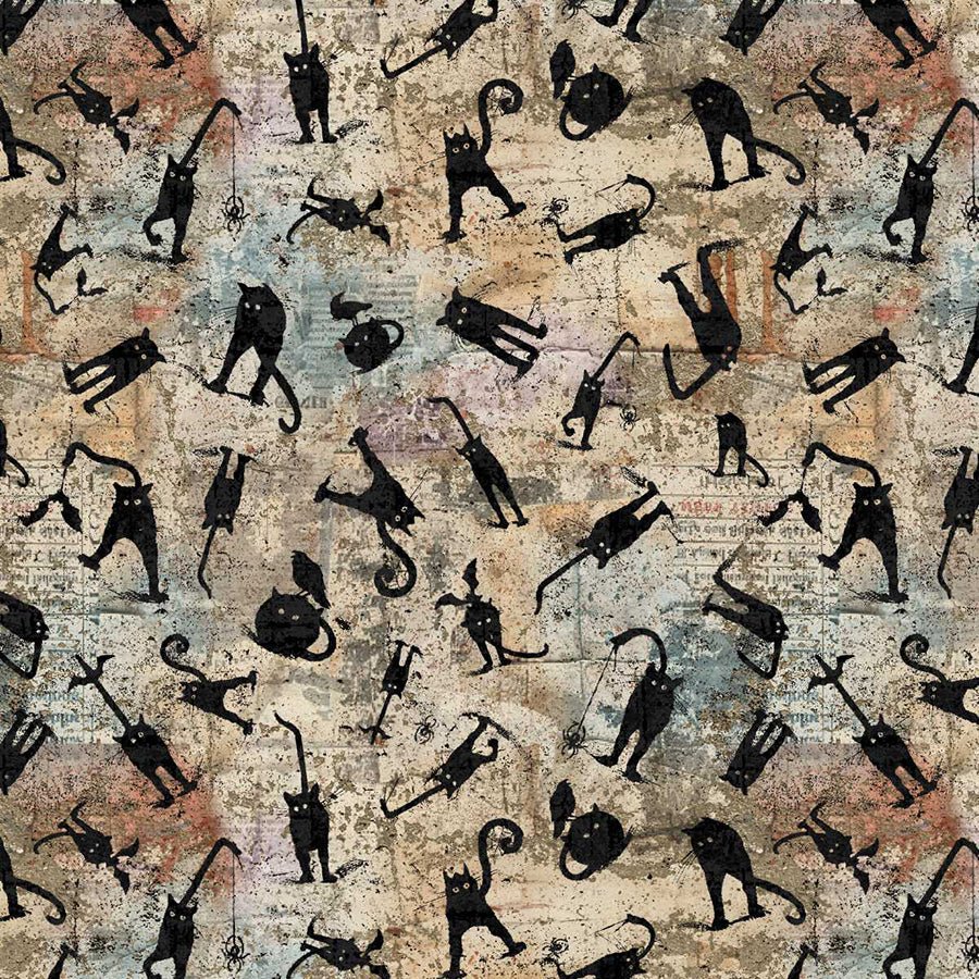 Scary Spice Scaredy Cats Sepia - Studio E from Fort Worth Fabric Studio