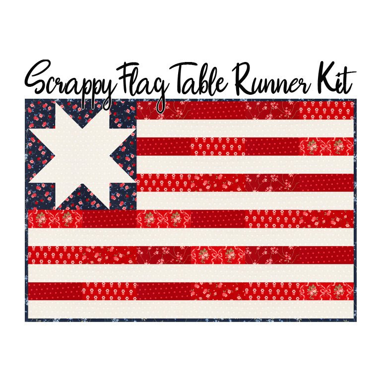 Scrappy Flag Table Runner Kit with Blossom Jubille from Moda | FWFS Exclusive | Complete Kit with Backing - Fort Worth Fabric Studio from Fort Worth Fabric Studio