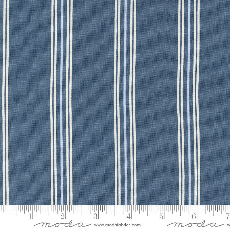 Seaglass Summer Seaside Stripes Indigo Sea – Remnant 30″ × 44″