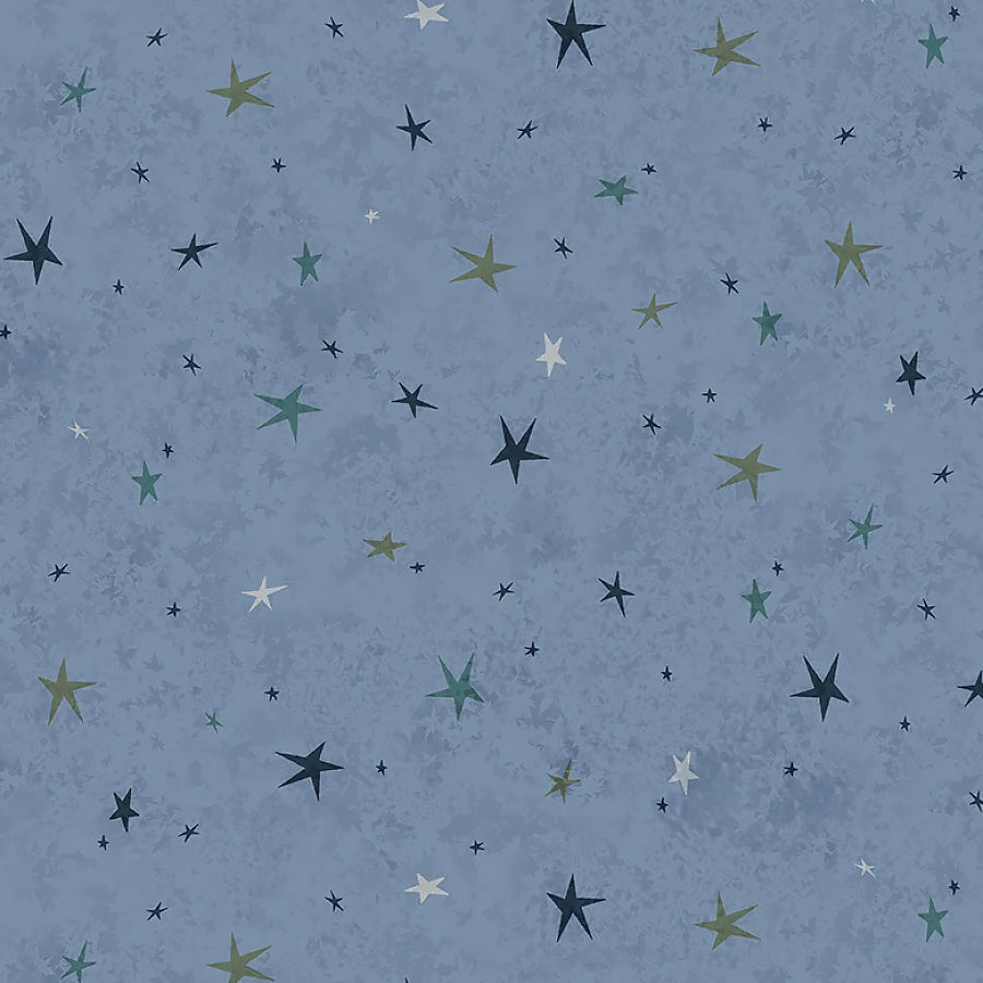 Seeing Stars Medium Blue – Remnant 34" × 44" - Henry Glass from Fort Worth Fabric Studio