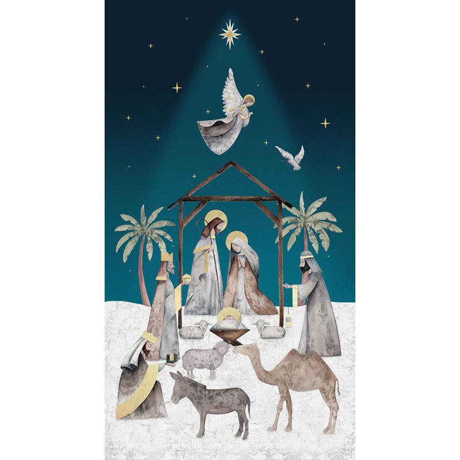 Silent Night 24" Panel Navy - Blank Quilting from Fort Worth Fabric Studio