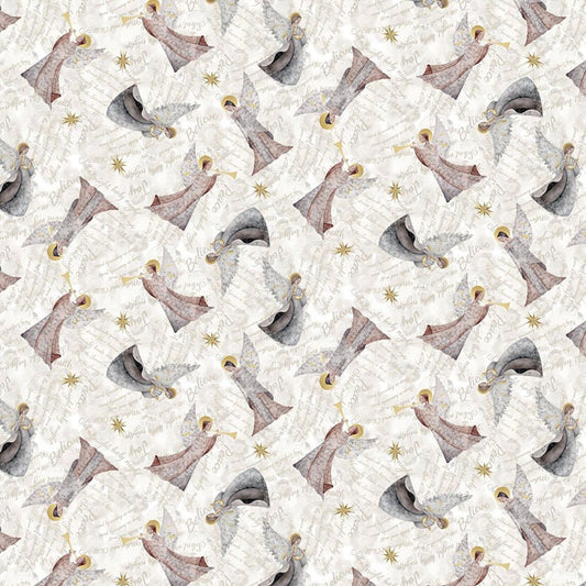 Silent Night Angels Silver – Remnant 40″ × 44″ - Blank Quilting from Fort Worth Fabric Studio