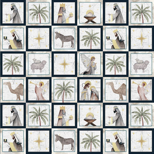 Silent Night Small Blocks Navy - Blank Quilting from Fort Worth Fabric Studio