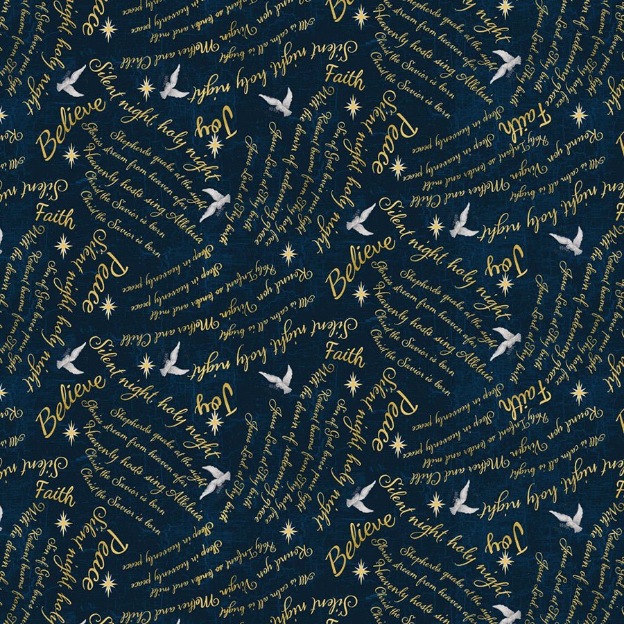 Silent Night Words Texture Navy – Remnant 33″ × 44″