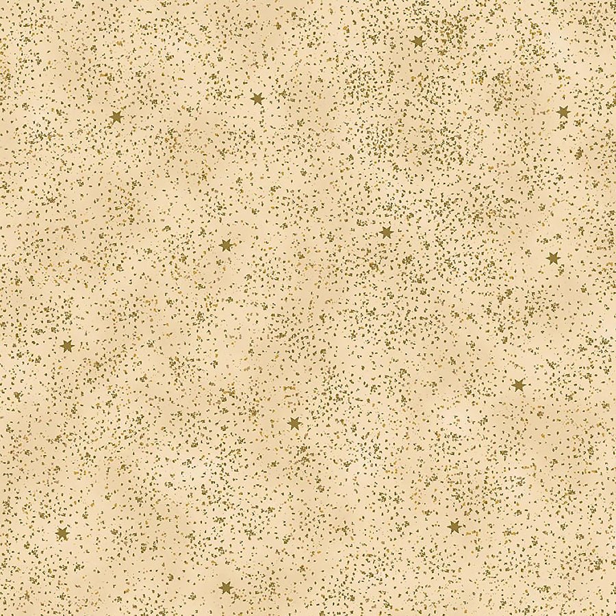 Snow Crystals Small Dots & Stars Beige/Gold Metallic – Remnant 13″ × 44″