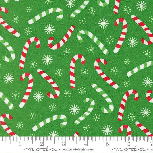 Snow Time Candy Canes Evergreen – Remnant 13″ × 44″ - Moda from Fort Worth Fabric Studio
