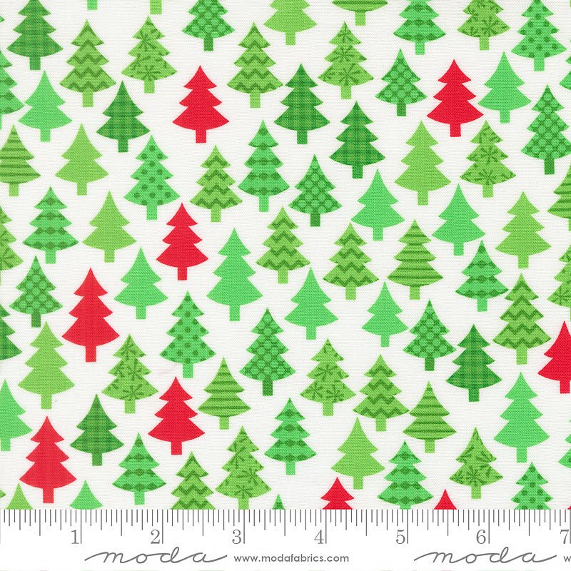 Snow Time Christmas Trees Winter White – Remnant 40″ × 44″