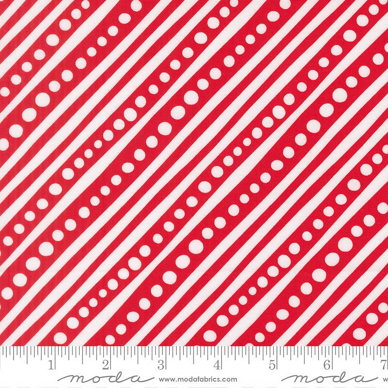 Snow Time Dotted Stripes Poinsettia Red - Moda from Fort Worth Fabric Studio