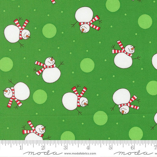 Snow Time Tossed Snowmen Evergreen - Moda from Fort Worth Fabric Studio
