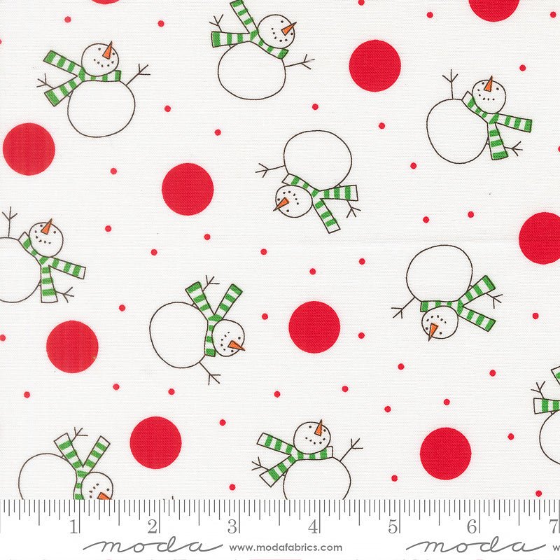 Snow Time Tossed Snowmen Winter White – Remnant 17″ × 44″