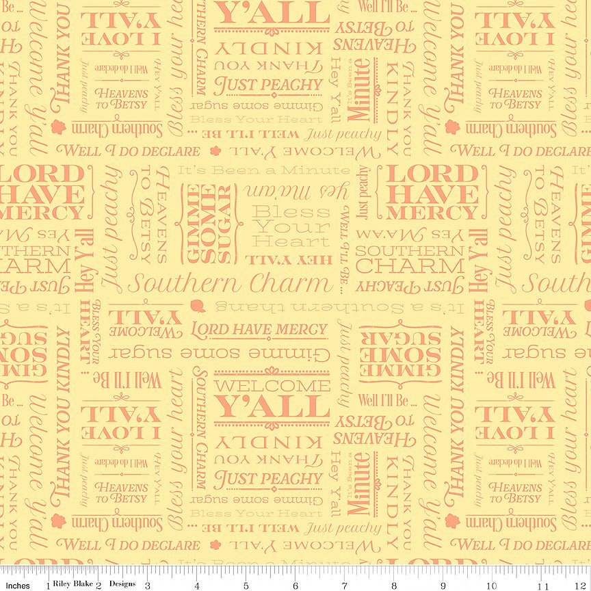 Southern Charm Text Yellow - Riley Blake from Fort Worth Fabric Studio