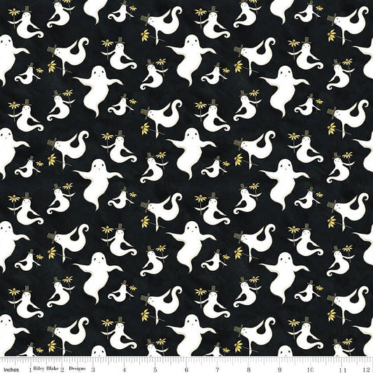 Spooky Ghosts Black - Riley Blake from Fort Worth Fabric Studio