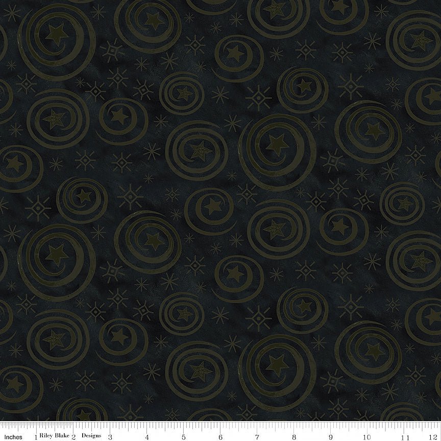 Spooky Halloween Stars & Swirls Black – Remnant 36″ × 44″