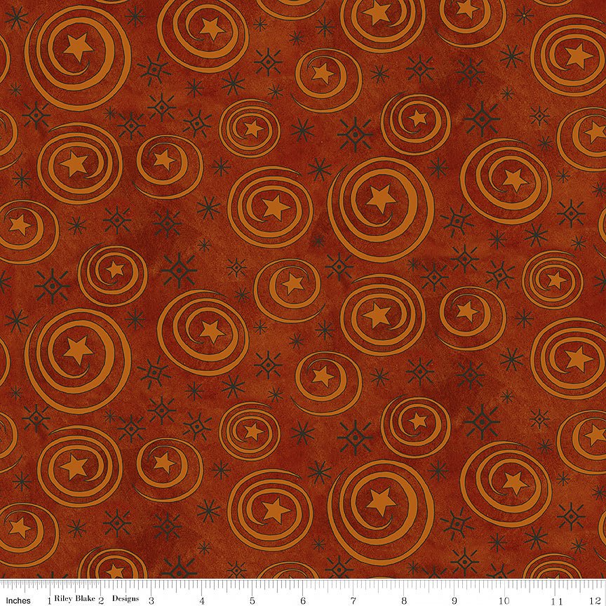Spooky Halloween Stars & Swirls Rusty Oak – Remnant 38″ × 44″