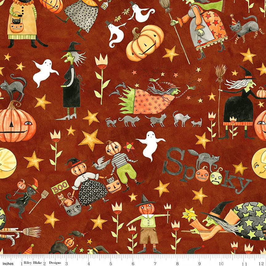 Spooky Main Rusty Oak - Riley Blake from Fort Worth Fabric Studio