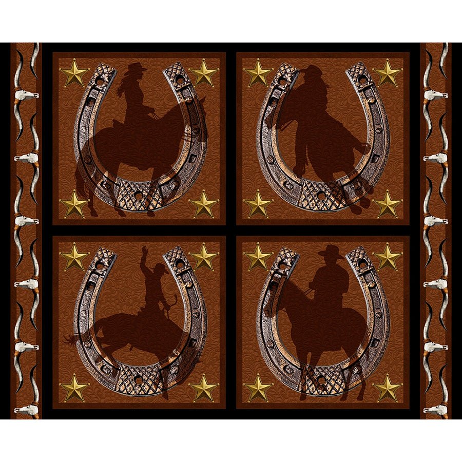 Spurs & Spirits 36" Pillow Panel Dark Brown – FLAWED Remnant 36″ × 44″