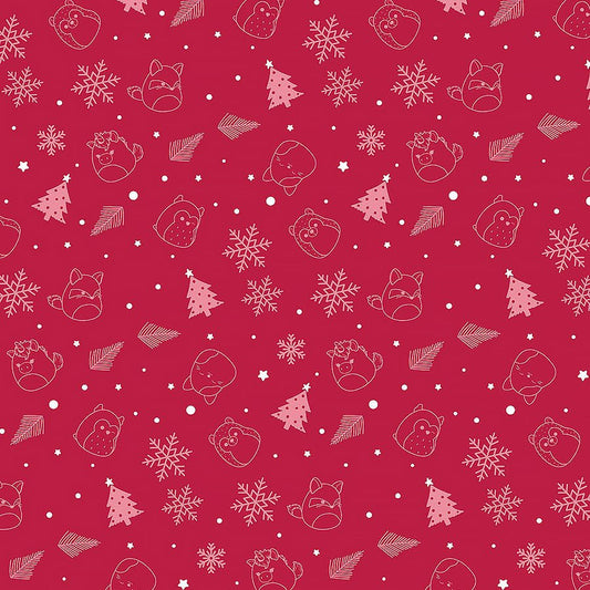 Squishmallows Squish the Season Line Drawn Red - Northcott from Fort Worth Fabric Studio