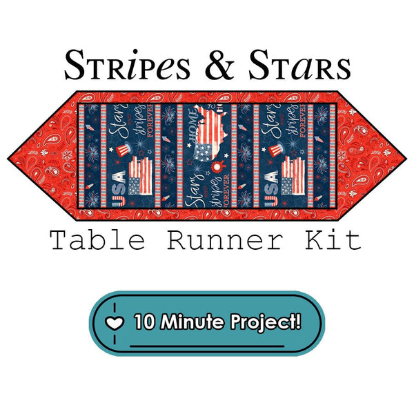 Stripes & Stars 10 Minute Table Runner Kit White Owl Textiles - White Owl Textiles from Fort Worth Fabric Studio