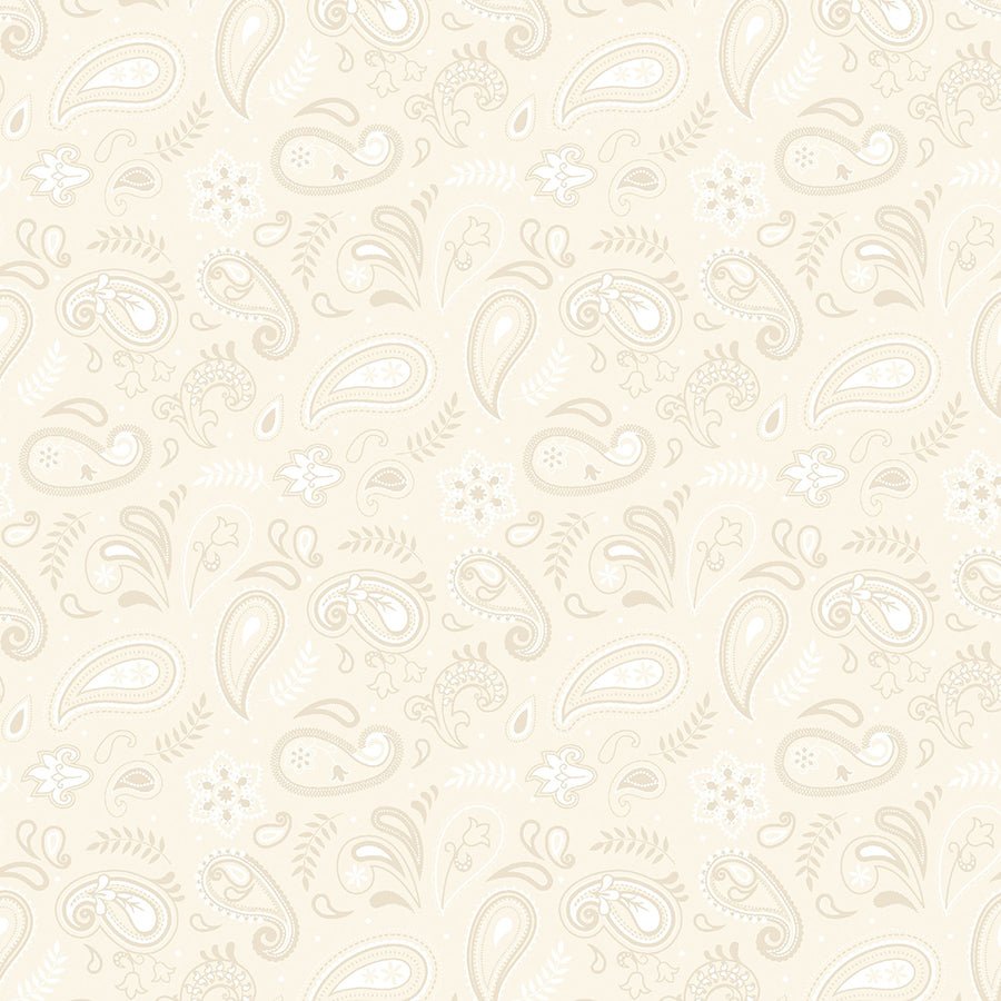 Stripes & Stars Paisley Cream - White Owl Textiles from Fort Worth Fabric Studio