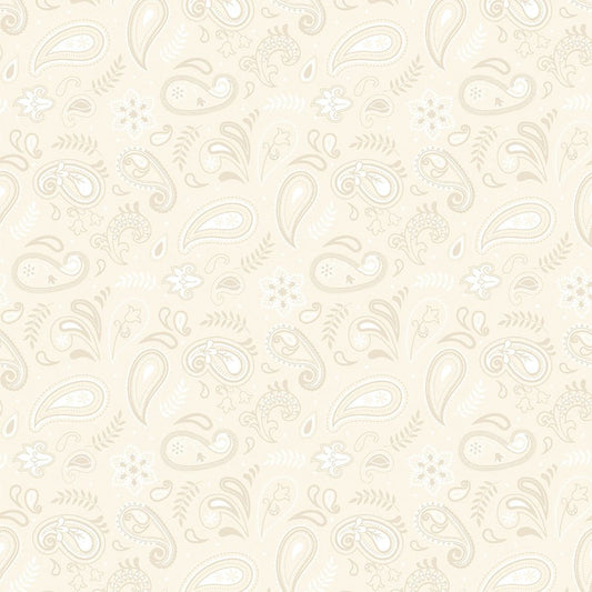 Stripes & Stars Paisley Cream - White Owl Textiles from Fort Worth Fabric Studio