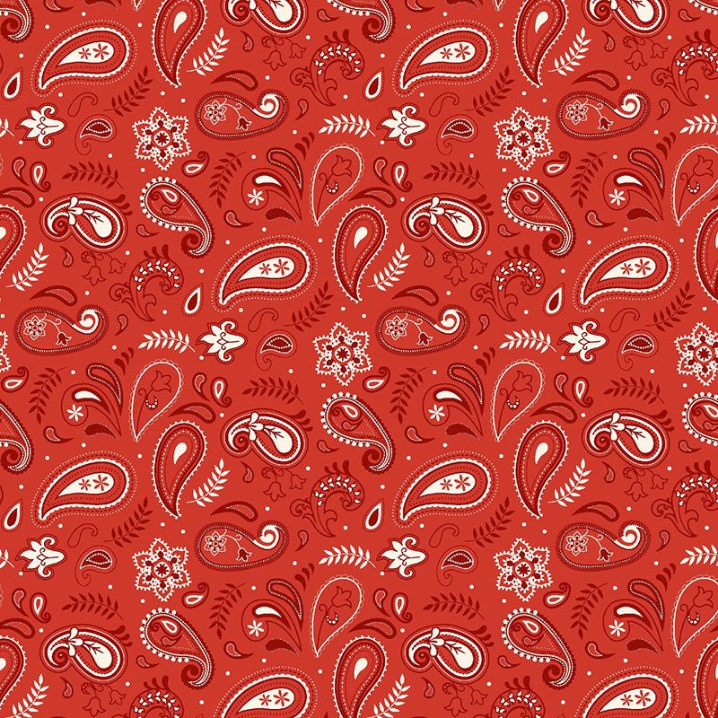 Stripes & Stars Paisley Red – Remnant 46″ × 44″