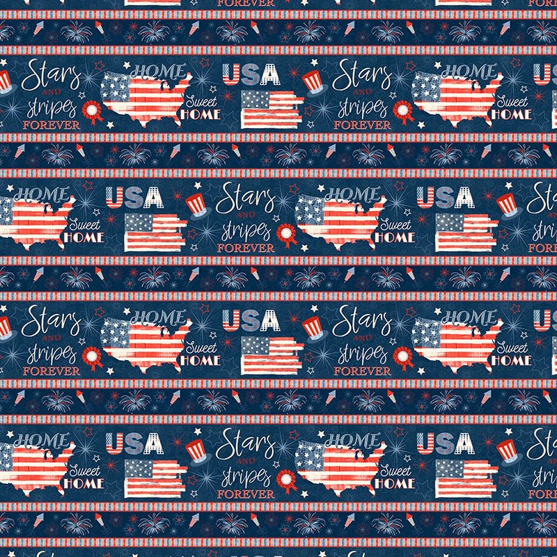 Stripes & Stars Repeating Stripe Multi – Remnant 45″ × 44″