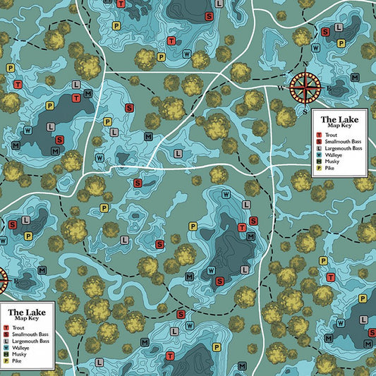 Studio E River Rhythms Map Blue/Green 1 Yard Cut - Studio E from Fort Worth Fabric Studio