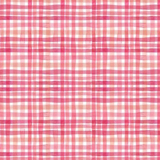 Summer Garden Plaid Dark Coral - Clothworks from Fort Worth Fabric Studio