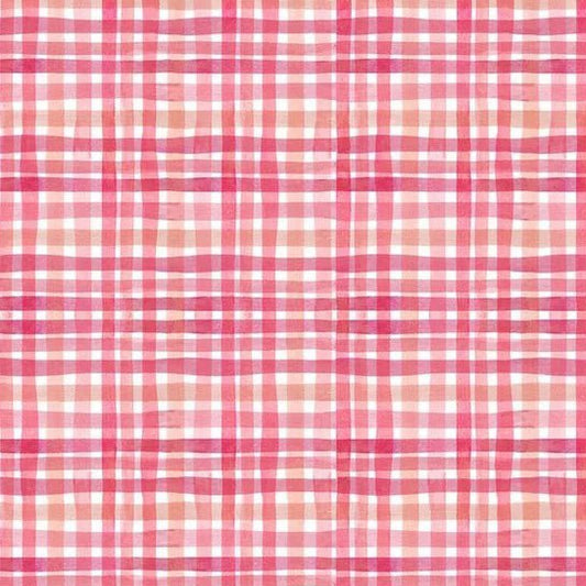 Summer Garden Plaid Dark Coral - Clothworks from Fort Worth Fabric Studio