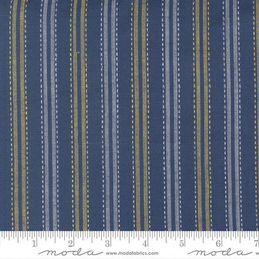 Summer Solstice Wovens Stripes Nautical Blue Yardage by Moda