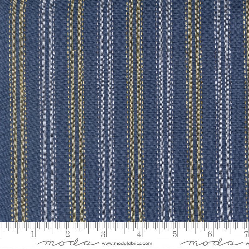 Summer Solstice Wovens Stripes Nautical Blue – Remnant 12" × 44" - Moda from Fort Worth Fabric Studio