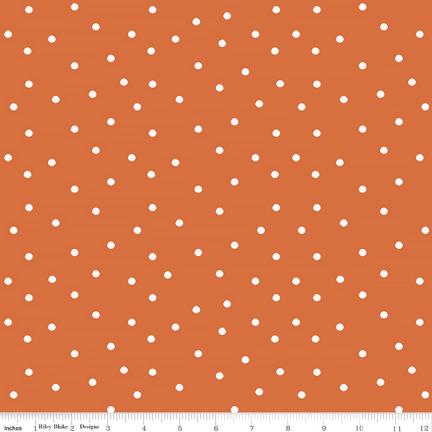 Sunflower Whispers Dots Pumpkin - Riley Blake from Fort Worth Fabric Studio