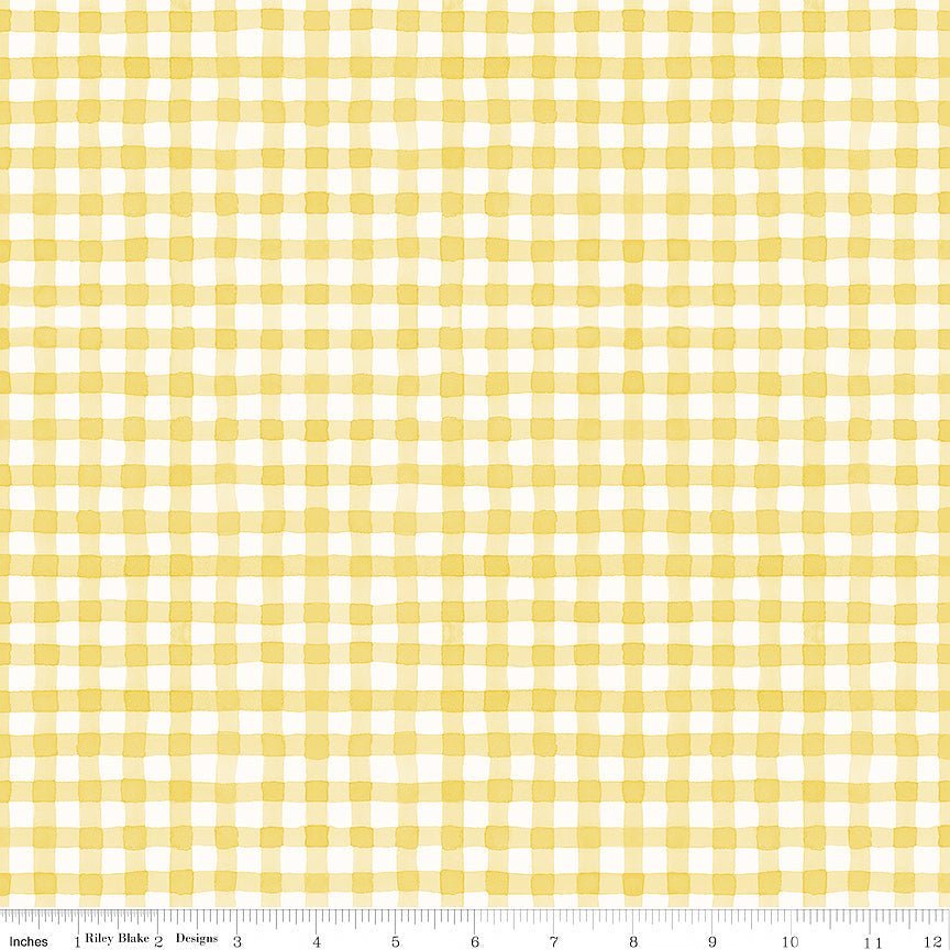 Sunflower Whispers Gingham Yellow – Remnant 31″ × 44″ - Riley Blake from Fort Worth Fabric Studio