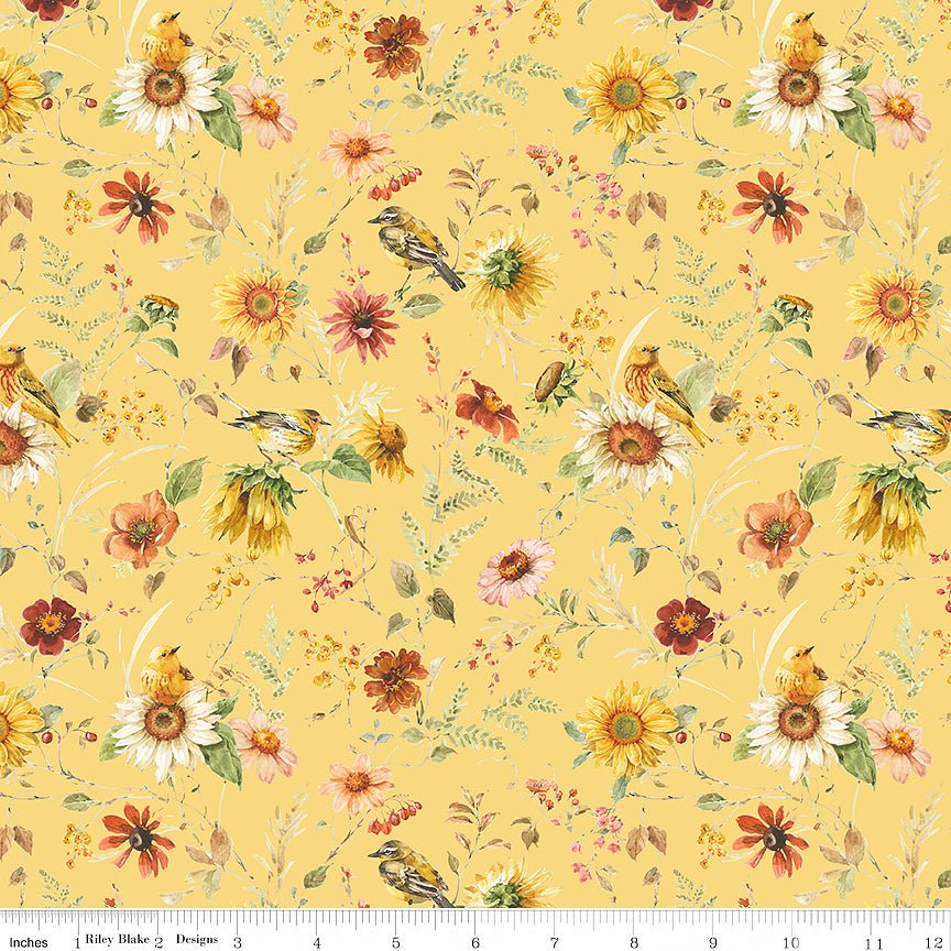 Sunflower Whispers Prairie Yellow – Remnant 19″ × 44″
