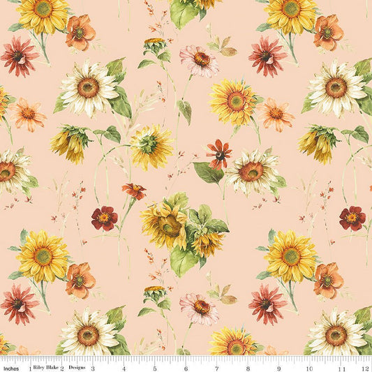 Sunflower Whispers Sunflowers Blush – Remnant 13″ × 44″ - Riley Blake from Fort Worth Fabric Studio
