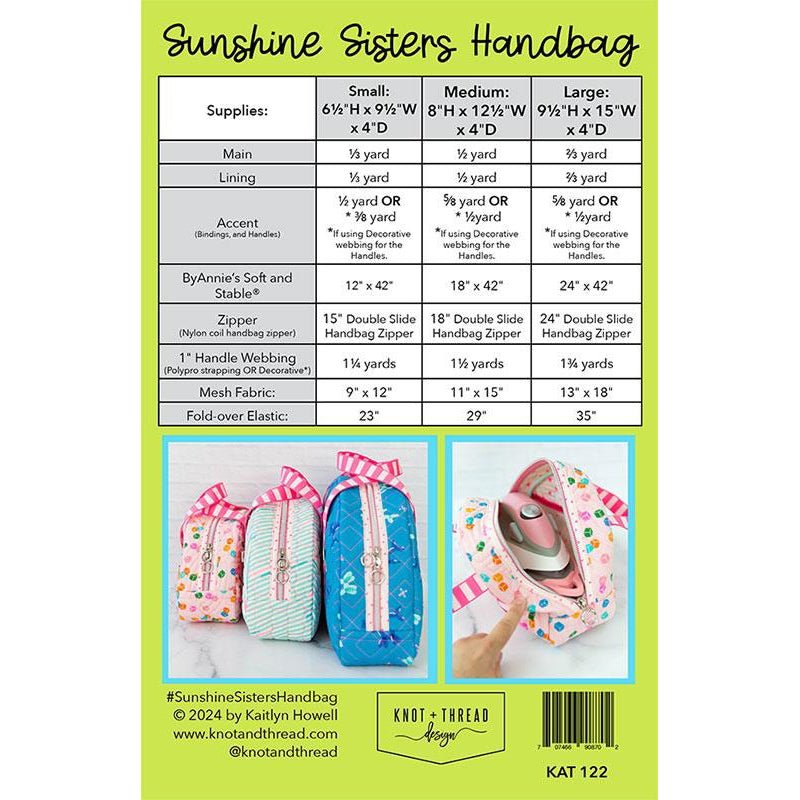 Sunshine Sisters Handbag Pattern by Knot + Thread Design - Knot + Thread Design from Fort Worth Fabric Studio