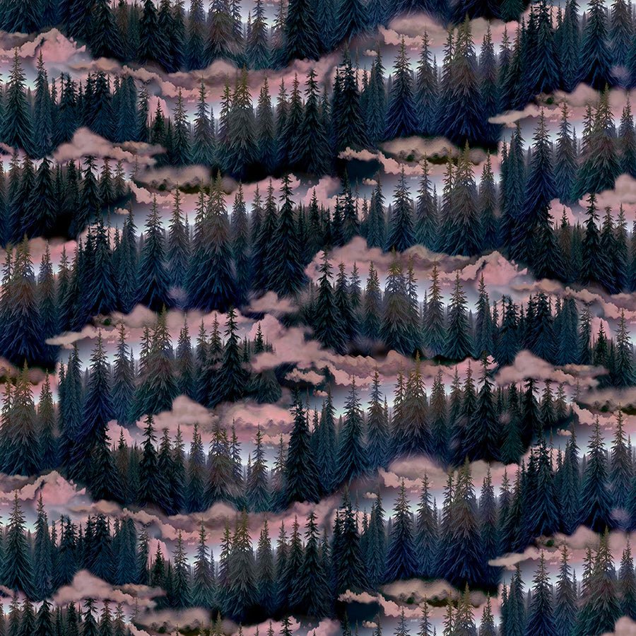Super Moon Evergreen Scenic Multi - Timeless Treasures from Fort Worth Fabric Studio