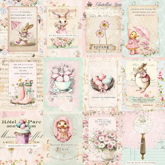 Sweet Spring Vintage Postcard Cream - Blank Quilting from Fort Worth Fabric Studio