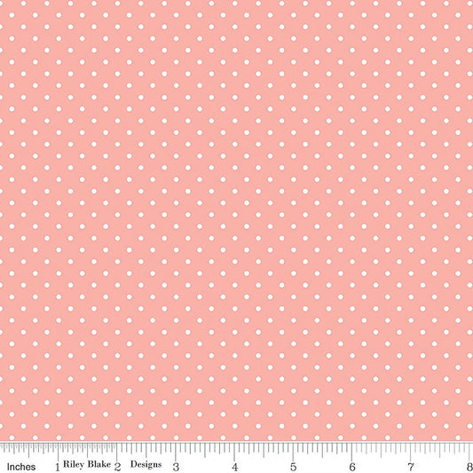 Swiss Dot White On Apricot Blush - Riley Blake from Fort Worth Fabric Studio