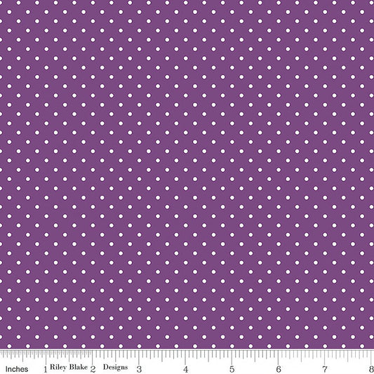 Swiss Dot White On Eggplant - Riley Blake from Fort Worth Fabric Studio