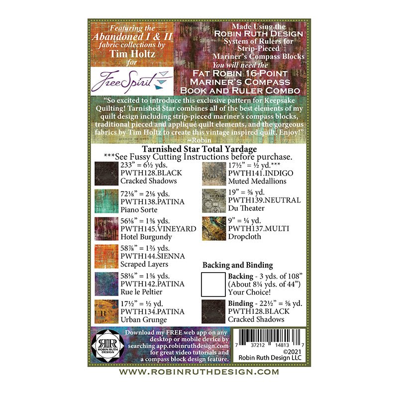 Tarnished Star Quilt Pattern by Robin Ruth Design - Robin Ruth Design from Fort Worth Fabric Studio