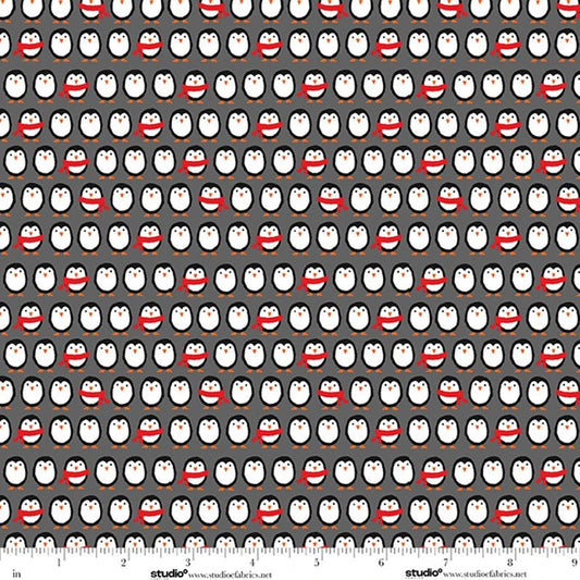 The Cool Club Flannel Mini Penguins Storm - Studio E from Fort Worth Fabric Studio