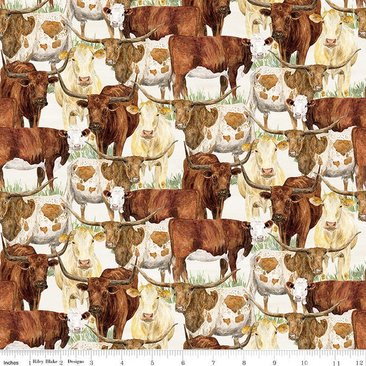 The Homestead Herd of Cattle Cream - Riley Blake from Fort Worth Fabric Studio