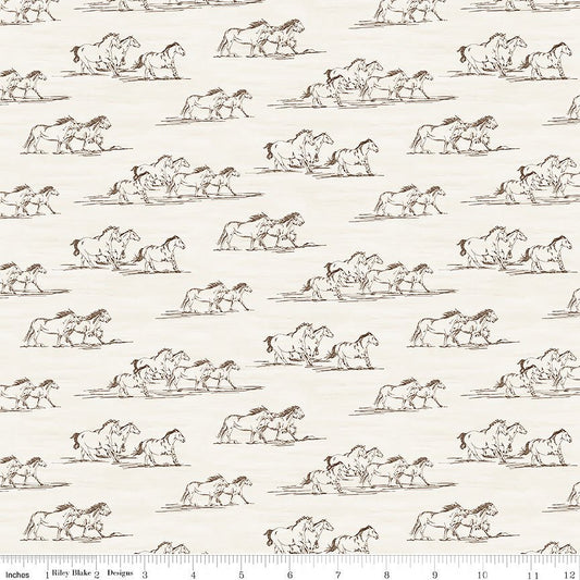 The Homestead Horse Toile Cream - Riley Blake from Fort Worth Fabric Studio