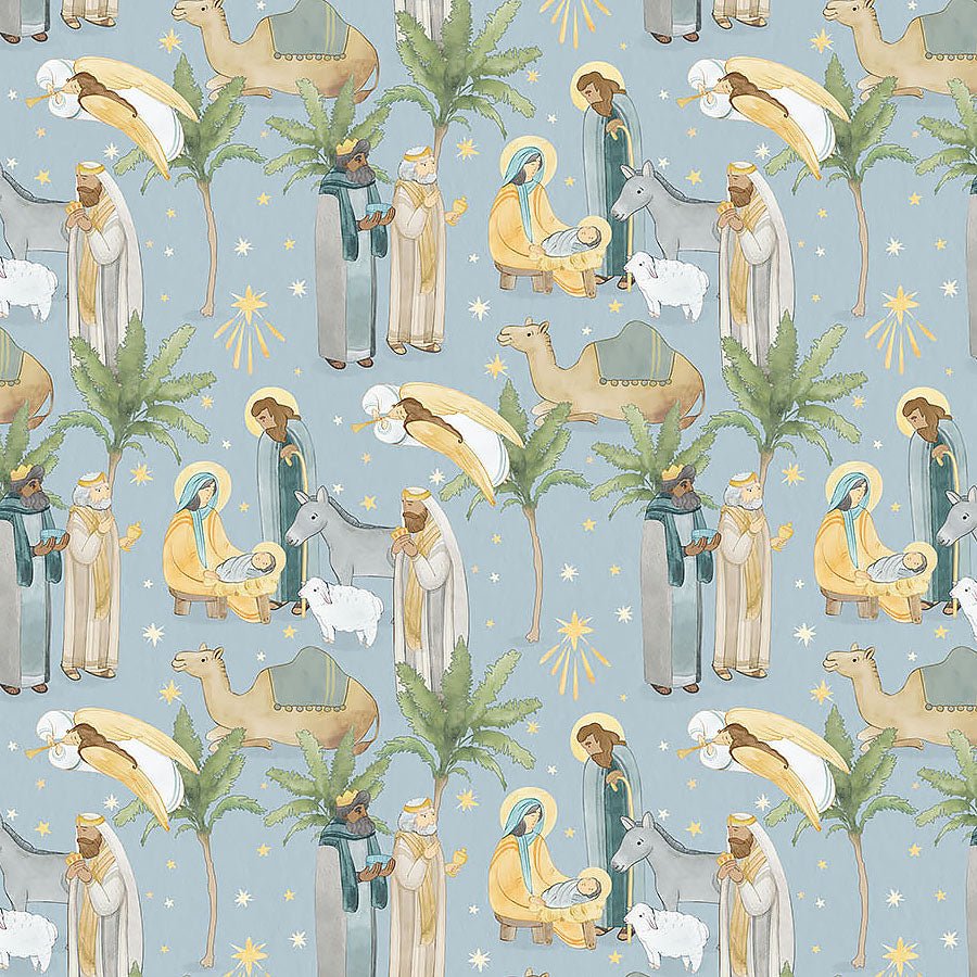 The Nativity Main Blue Multi - Northcott from Fort Worth Fabric Studio